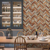 Realistic Embossed Brick Wallpaper, Red, Orange Chevron Pattern Stone Wall Decor, Home Commercial Use Textured Wallcovering - Walloro High End Wallcoverings & More