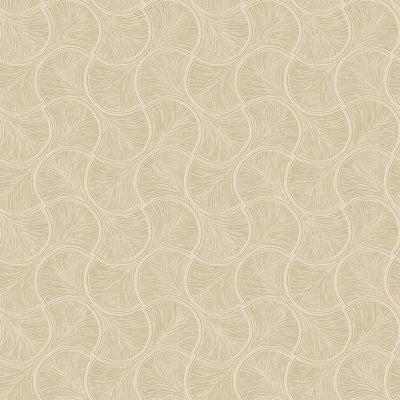 Round Geometric Shapes Deep Embossed Wallpaper, Beige Shiny Surface Textured Wall Accent Decor - Walloro High End Wallcoverings & More