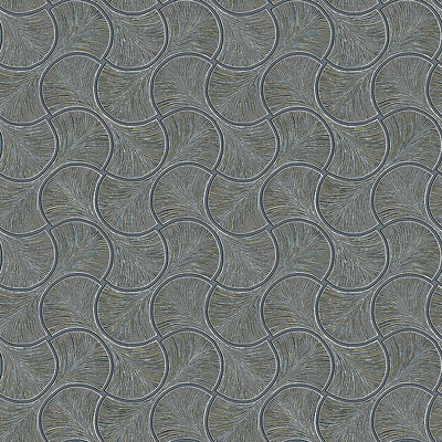 Round Geometric Shapes Deep Embossed Wallpaper, Brown Green Shiny Surface Textured Wall Accent Decor - Walloro High End Wallcoverings & More