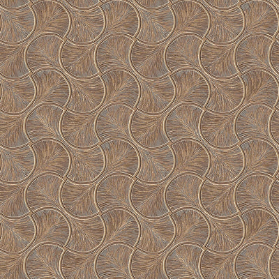 Round Geometric Shapes Deep Embossed Wallpaper, Brown Shiny Surface Textured Wall Accent Decor - Walloro High End Wallcoverings & More