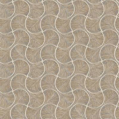 Round Geometric Shapes Deep Embossed Wallpaper, Light Brown Shiny Surface Textured Wall Accent Decor - Walloro High End Wallcoverings & More