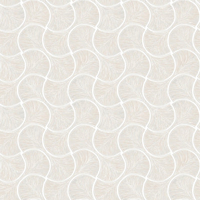 Round Geometric Shapes Deep Embossed Wallpaper, Light Neutral Shiny Surface Textured Wall Accent Decor - Walloro High End Wallcoverings & More