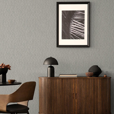 Silver Diamond Shapes Wallpaper, Shiny 3D Deep Embossed Lines Stylish Modern Wallcovering - Walloro High End Wallcoverings & More