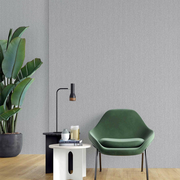 Solid Color Embossed Modern Wallpaper, Gray, Neutral Colors Contemporary Textured Wallcovering, Durable 114 sq ft Roll - Walloro High End Wallcoverings & More