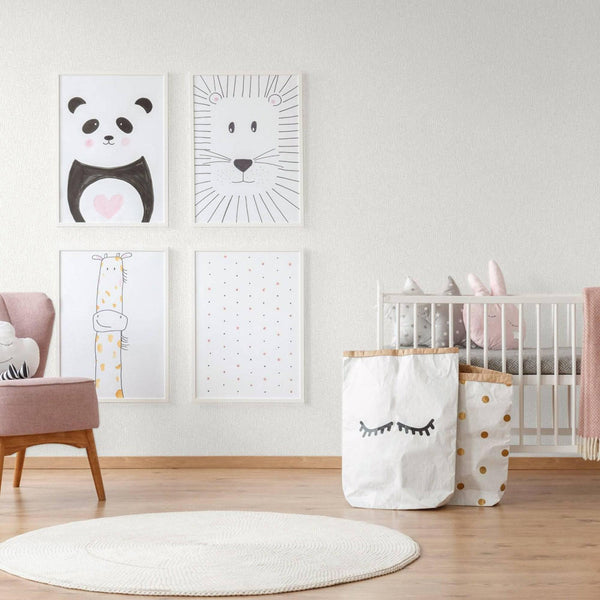 Solid Color Embossed Modern Wallpaper, White, Neutral Colors Contemporary Textured Wallcovering, Durable 114 sq ft Roll - Walloro High End Wallcoverings & More