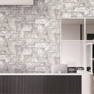 Stylish Rusted Gray Stone Metallic Wallpaper, Realistic 3D Embossed Industrial Wall Decor, Aesthetic Wallcovering - Walloro High End Wallcoverings & More