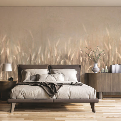 Swaying Wheat Field Wall Mural, Yellow Windy Wheat Wallpaper, Large Nature Custom Size Wall Covering, Non-Woven, Non-Pasted, Removable, Washable - Walloro High End Wallcoverings & More