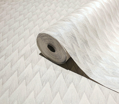Timeless Geometric Deep Embossed Wallpaper, White 3D Rich Textured Line Art Wall Accent, Durable, Washable - Walloro High End Wallcoverings & More
