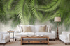Tropical Tree Leaves Wallpaper, Above the Bed Wall Mural, Green Leaves Custom Size Wall Covering, Non-Woven, Non-Pasted, Washable, Removable - Walloro High End Wallcoverings & More