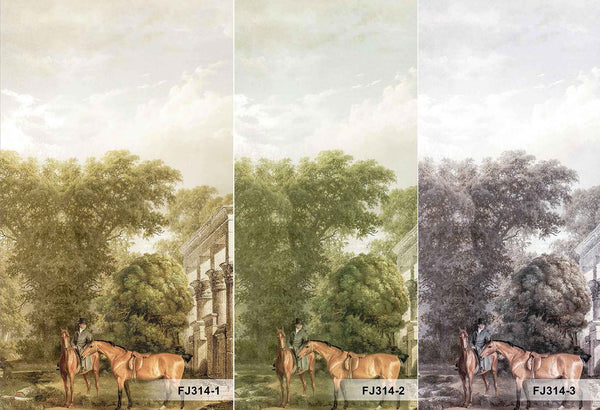 Vintage Scenic Victorian Wall Mural, Large Gray Nature Wallpaper, Non-Woven, Non-Adhesive, Modern, Washable, Removable - Walloro High End Wallcoverings & More