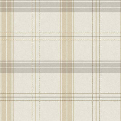 White Large Plaid Textured Wallpaper, Tartan Fabric Pattern Classical Modern Non-Pasted Wallcovering - Walloro High End Wallcoverings & More