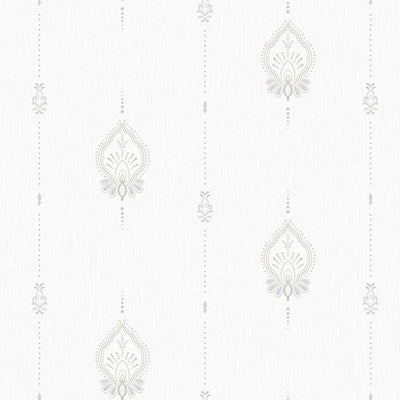 White Stylish Embossed Textured Wallpaper, Modern Ikat Stripeed Wallcovering - Walloro High End Wallcoverings & More