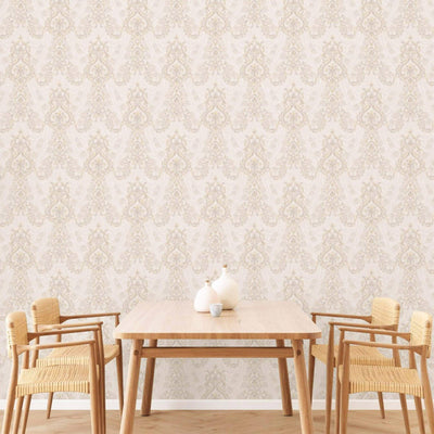 White Textured Embossed Flowered Gray, Home Wall Decor, Aesthetic Wallpaper, Textured Wallcovering Non-Adhesive- 41.7”W X 393”H - Walloro High End Wallcoverings & More